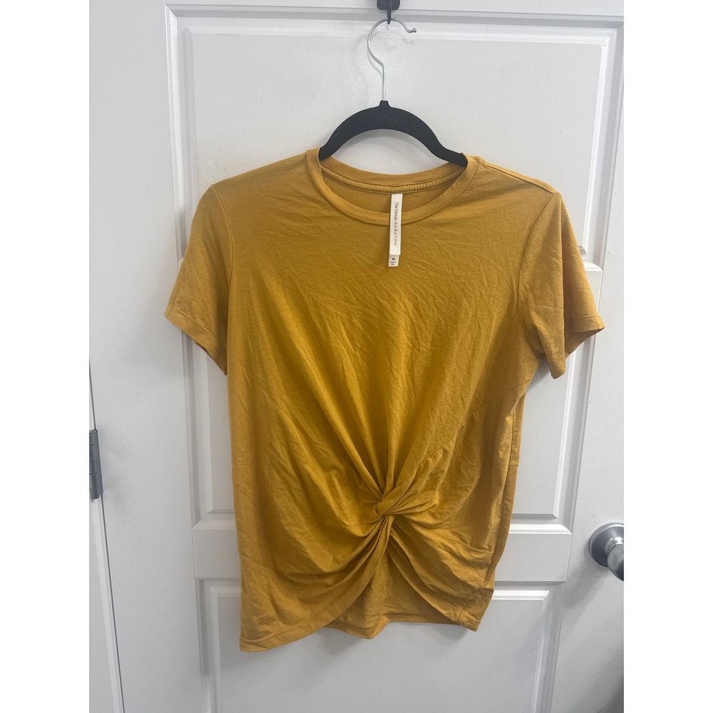 Aritzia The Group Babaton Twist Front Crew Neck T-Shirt Mustard Yellow XS
